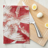 クリスマス赤いぼろぼろのToile キッチンタオル (四つ折り)