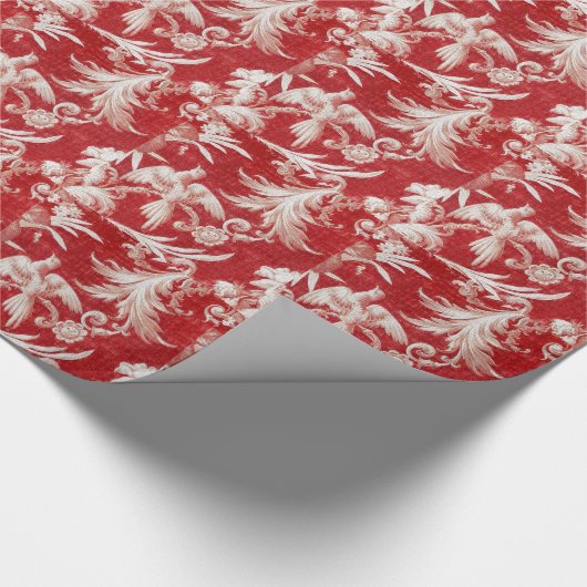 クリスマス赤いぼろぼろのToile ラッピングペーパー (角)
