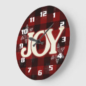 クリスマス赤いエレガントバッファローの喜び ラージ壁時計 (傾斜)