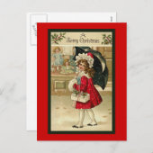 "クリスマス赤いコート"の郵便はがき シーズンポストカード (正面/裏面)