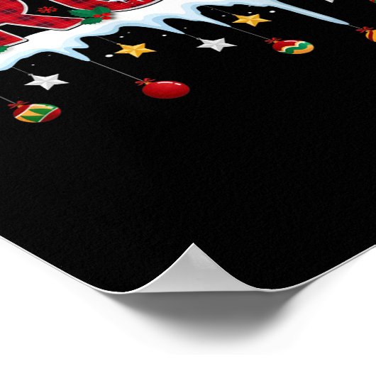 クリスマス赤い格子模様のおもしろいBruh Teens Boys Kids Xma ポスター (角)