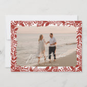 クリスマス赤い植物体のフレームのメリー写真 シーズンカード (正面)