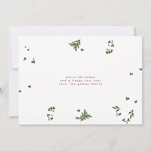 クリスマス赤い植物体のフレームのメリー写真 シーズンカード (裏面)