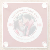 クリスマス赤い白い円(上の下の文字) ガラスコースター (裏面)