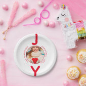 クリスマス赤い白い写真ジョイのミニマルモダンリスト ペーパープレート (パーティー)