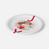 クリスマス赤い白い写真ジョイのミニマルモダンリスト ペーパープレート (アングル)