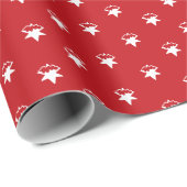 クリスマス赤い白い星の雪のかわいい休日 ラッピングペーパー (ロールコーナー)