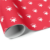 クリスマス赤い白い星の雪の結晶の冬の雪 ラッピングペーパー (ロールコーナー)