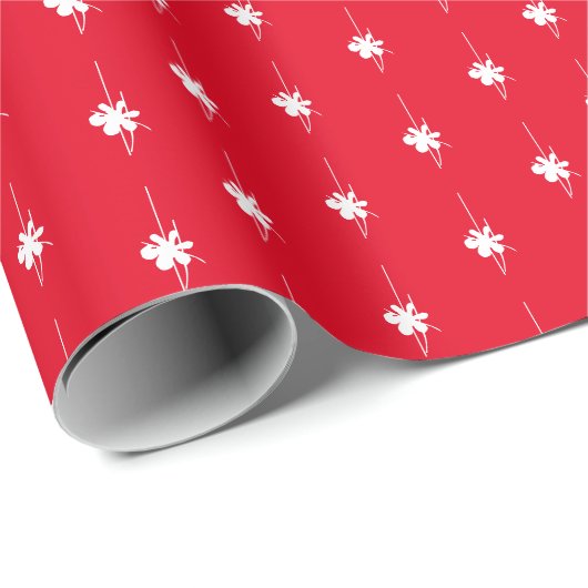 クリスマス赤い白い雪の結晶の冬の休日かわいい ラッピングペーパー (ロールコーナー)