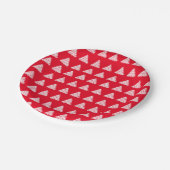 クリスマス赤い白い雪スターズツリー ペーパープレート (アングル)