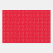 クリスマス赤い緑のサンタハットのパターンかわいい ラッピングペーパーシート (正面3)