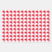 クリスマス赤い緑のサンタハットのパターンかわいい ラッピングペーパーシート (正面)