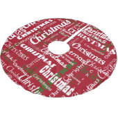 クリスマス赤い緑の白いクラシック単語パターン ブラッシュドポリエステルツリースカート (アングル)