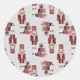 クリスマス赤くるみ割りパッケージの水色 ラウンドシール