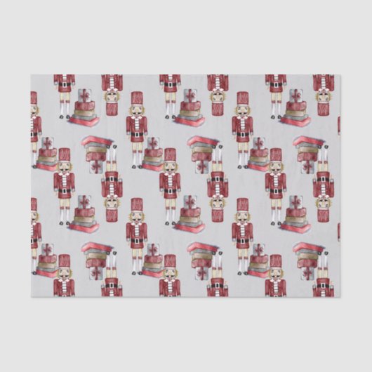 クリスマス赤くるみ割りパッケージの水色 薄葉紙 (正面)