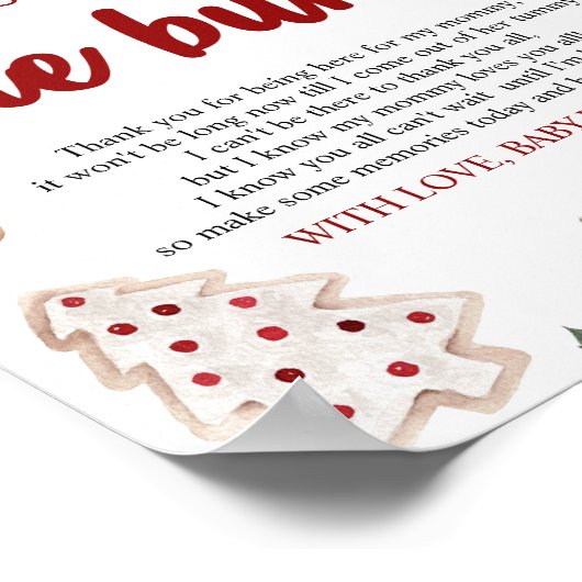 クリスマス赤ちゃんシャワーのサインからのメッセージ ポスター (角)