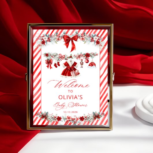 クリスマス赤ちゃん服女の子ベビーシャワーへようこそ ポスター