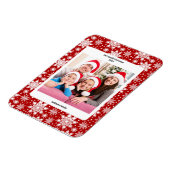 クリスマス赤と白のスノーフレークのパターン写真 マグネット (左側)