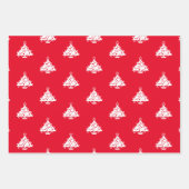 クリスマス赤と白の可愛らしいパターン ラッピングペーパーシート (正面2)