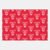 クリスマス赤と白の可愛らしいパターン ラッピングペーパーシート (正面)