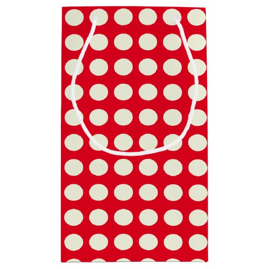 クリスマス赤と白の幾何学的ドットのパターン スモールペーパーバッグ (裏面)