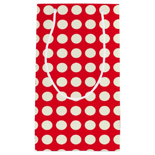 クリスマス赤と白の幾何学的ドットのパターン スモールペーパーバッグ (正面)