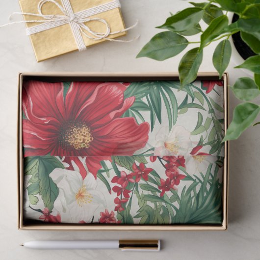 クリスマス赤と白の花の切り離し 薄葉紙 (ギフト)