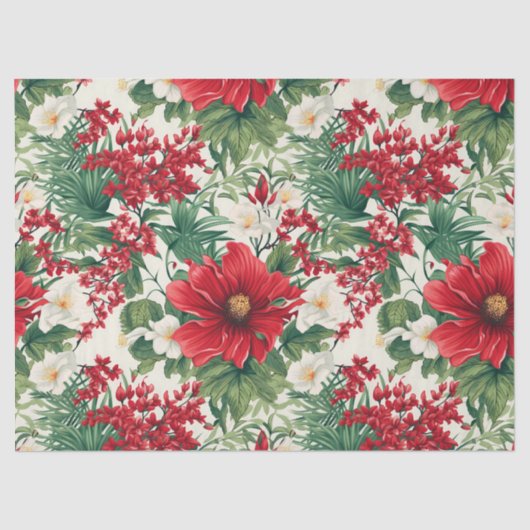 クリスマス赤と白の花の切り離し 薄葉紙 (正面)