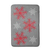 クリスマス赤と白の雪と木炭グレー バスマット (正面縦)
