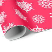 クリスマス赤と白の雪模様 ラッピングペーパー (ロールコーナー)