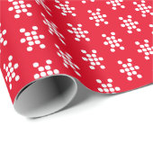 クリスマス赤と白の雪片が可愛い ラッピングペーパー (ロールコーナー)