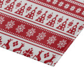 クリスマス赤と白の鹿と木のパターン カッティングボード (角)