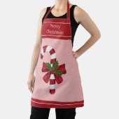 クリスマス赤と白キャンディーケーンメリークリスマス エプロン (インサイチュ)