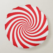 クリスマス赤と白キャンディ ラウンドクッション (裏面)