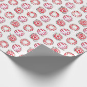 クリスマス赤と白キャンディ ラッピングペーパー (角)