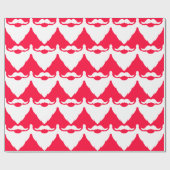 クリスマス赤と白サンタひげ模様 ラッピングペーパー (フラット)