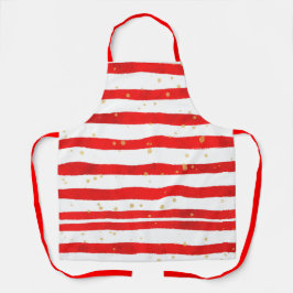 クリスマス赤と白ストライプの エプロン