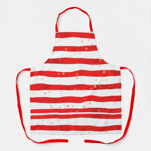 クリスマス赤と白ストライプの エプロン (正面)
