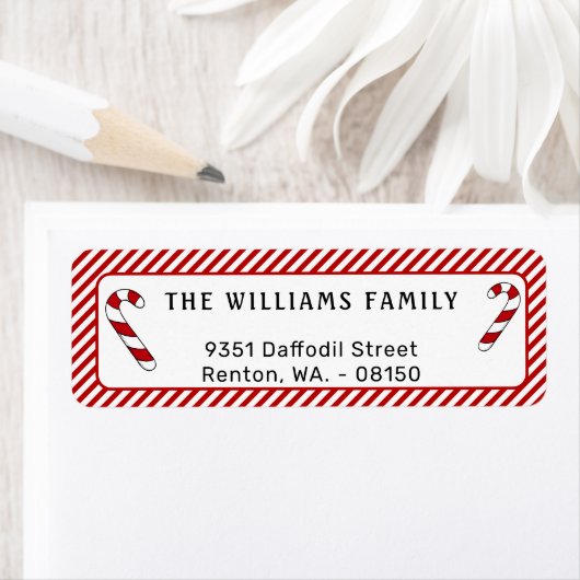 クリスマス赤と白ストライプ差出人住所 ラベル (インサイチュ)