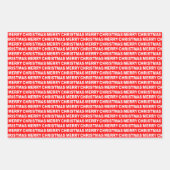 クリスマス赤と白タイポグラフィ ラッピングペーパーシート (正面3)