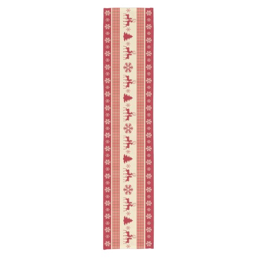 クリスマス赤と白テーブルランナー14インチx 72インチ ショートテーブルランナー (正面)