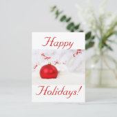 クリスマス赤と白ハッピーホリデー シーズンポストカード (スタンド正面)