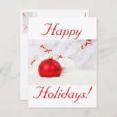 クリスマス赤と白ハッピーホリデー シーズンポストカード (正面/裏面)