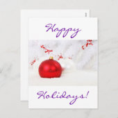 クリスマス赤と白ハッピーホリデー シーズンポストカード (正面/裏面)