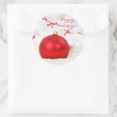 クリスマス赤と白ハッピーホリデー ラウンドシール (バッグ)