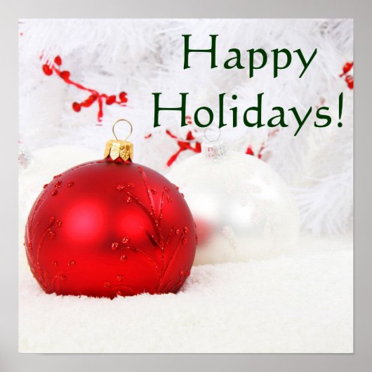 クリスマス赤と白ハッピーホリデーI ポスター (正面)