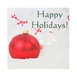 クリスマス赤と白ハッピーホリデーI メタルプリント