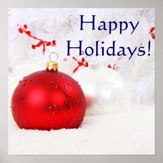 クリスマス赤と白ハッピーホリデーII ポスター (正面)