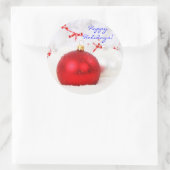 クリスマス赤と白ハッピーホリデーII ラウンドシール (バッグ)