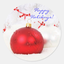 クリスマス赤と白ハッピーホリデーII ラウンドシール